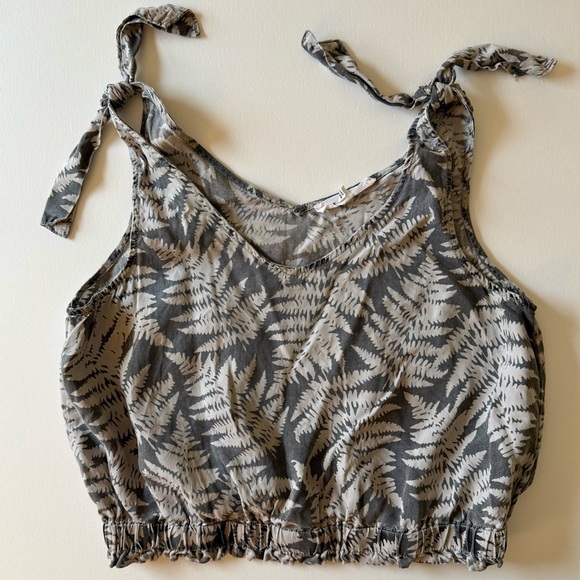 Jane and Delancey Tops - Anthropologie Jane + Delancey Crop Top Sleeveless Gray w/ White Ferns, Ties, S